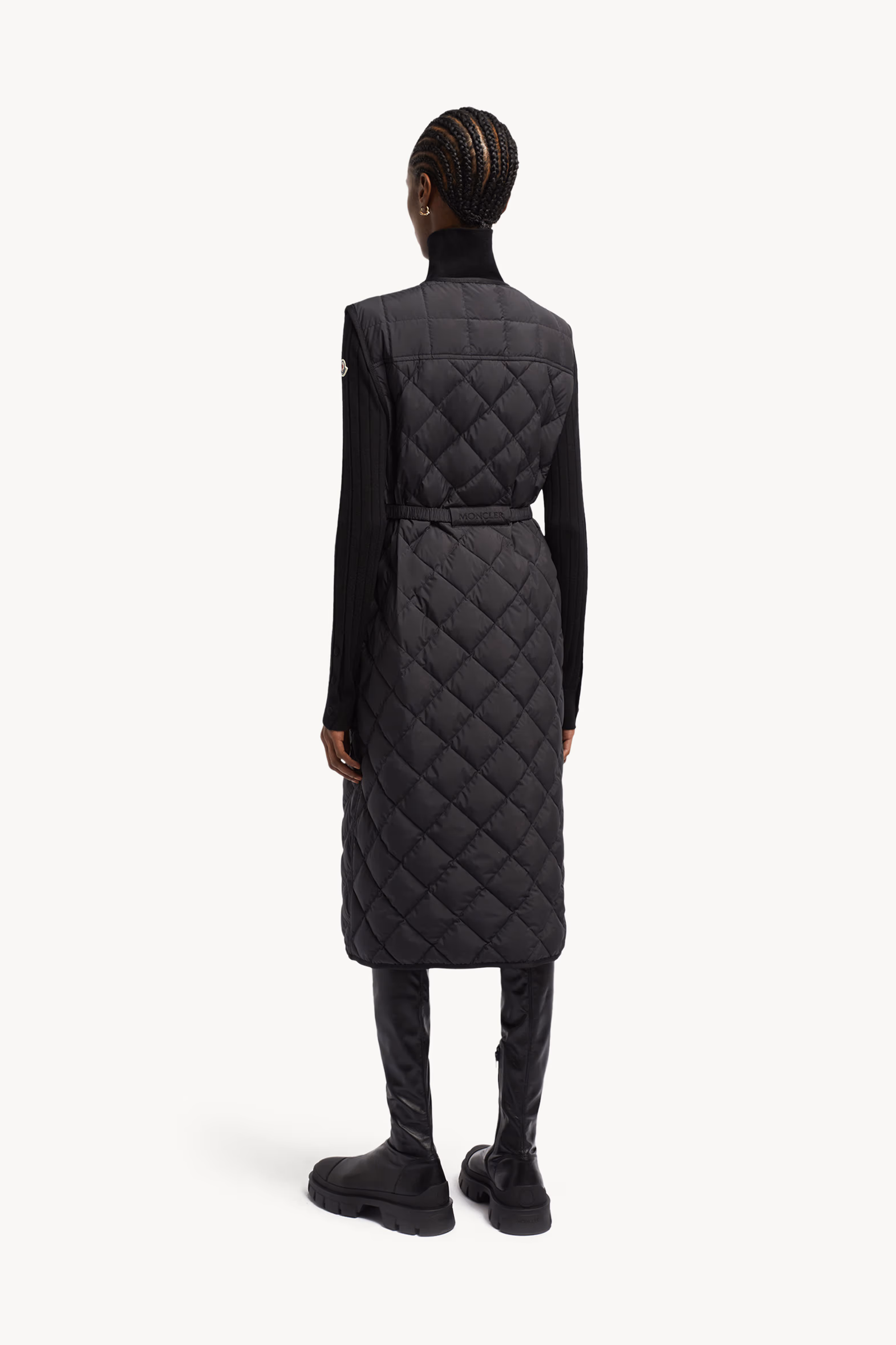 Doudoune longue sans manches Butor à matelassage losange Femmes Noir Moncler 5